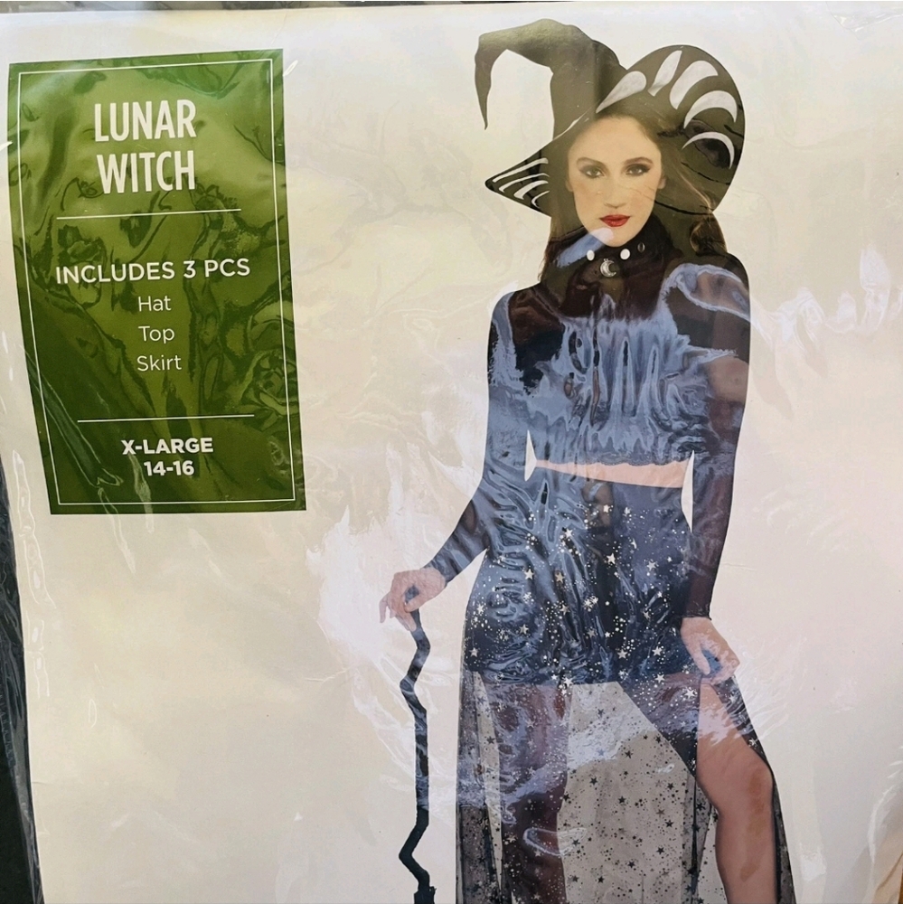 Lunar Witch Costume Set - Black and Silver Adult Sz XL